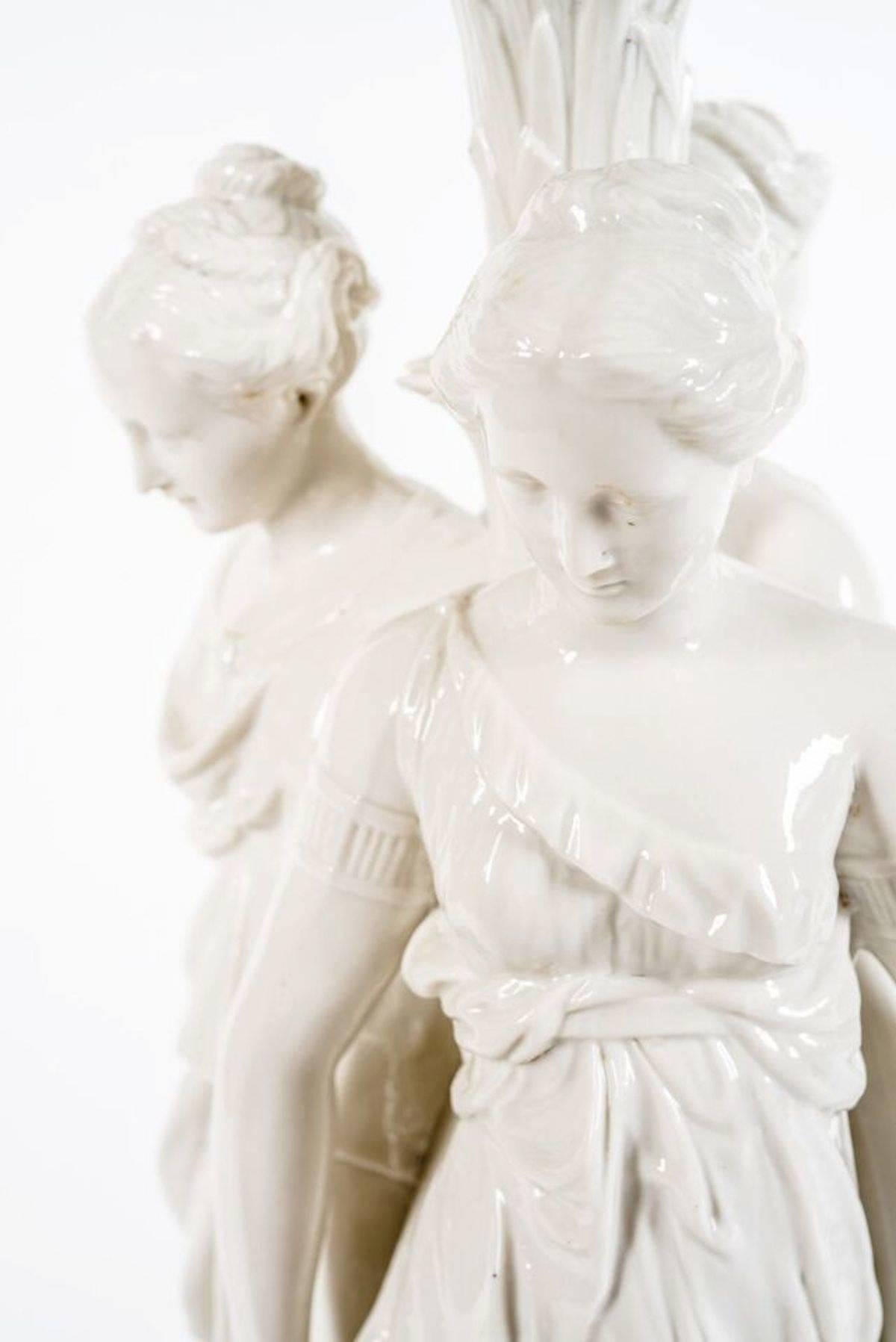 19th Century Neoclassical Italian Porcelain Sculptural Table Center, 1850