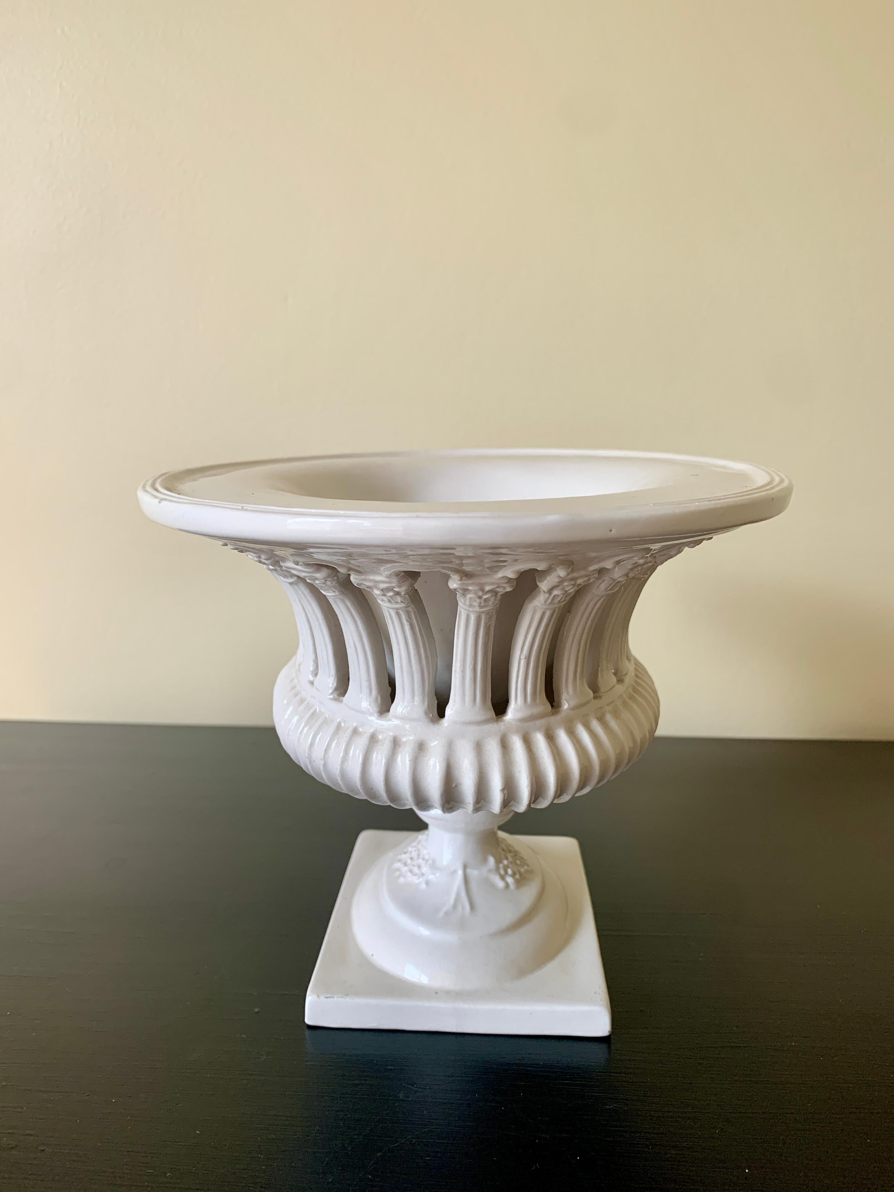 Neoclassical Italian Regency Reticulated White Porcelain Basket Compote 5