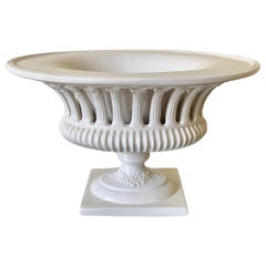 Vintage Neoclassical Italian Regency Reticulated White Porcelain Basket Compote