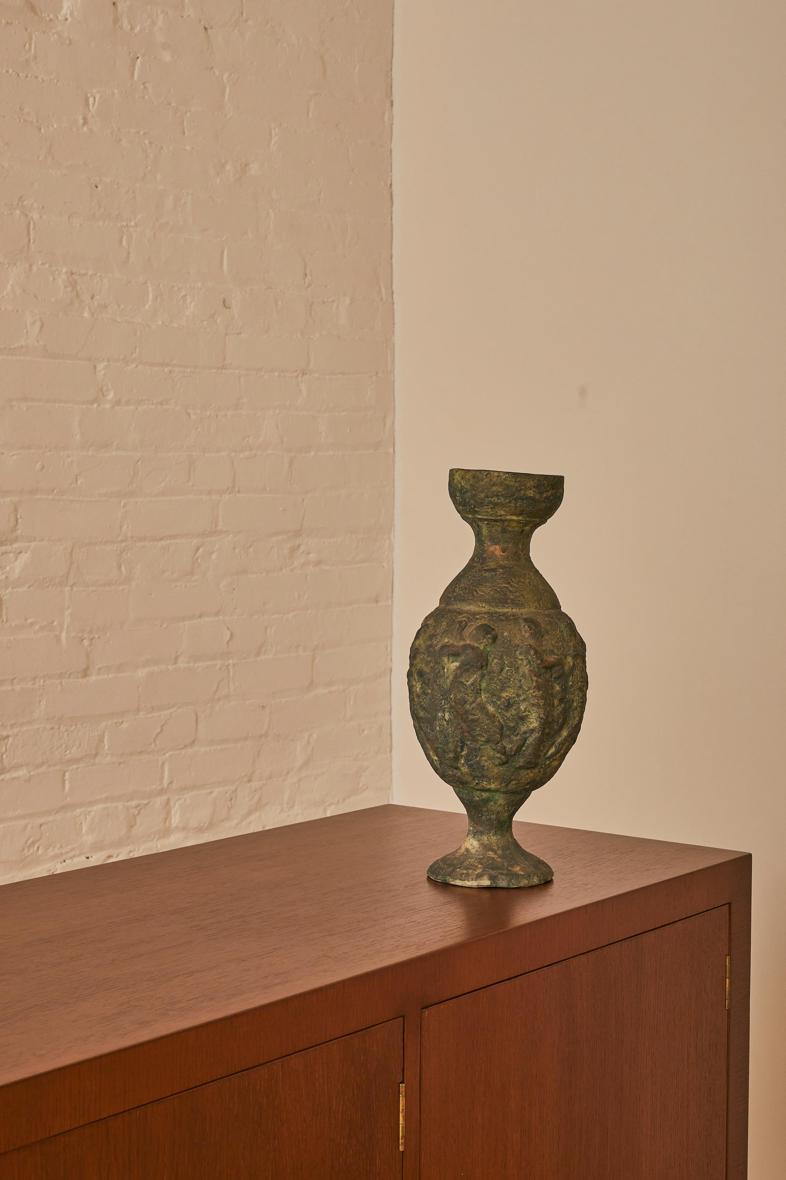 Neoclassical Italian Vase with green patina. 

