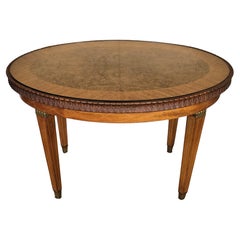 Neoklassischen italienischen Nussbaum Wurzelholz Inlay Glasplatte Sofa oder Beistelltisch