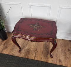 Neoclassical Italian Walnut Chinoiserie Red Bordeaux Sofa Table or Side Table