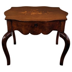 Neoclassical Italian Walnut Inlay Marquetry Spider Coffee Sofa or Side Table