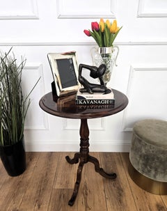 Neoclassical Italian Walnut Inlay Tripod Chess Games or Side Table