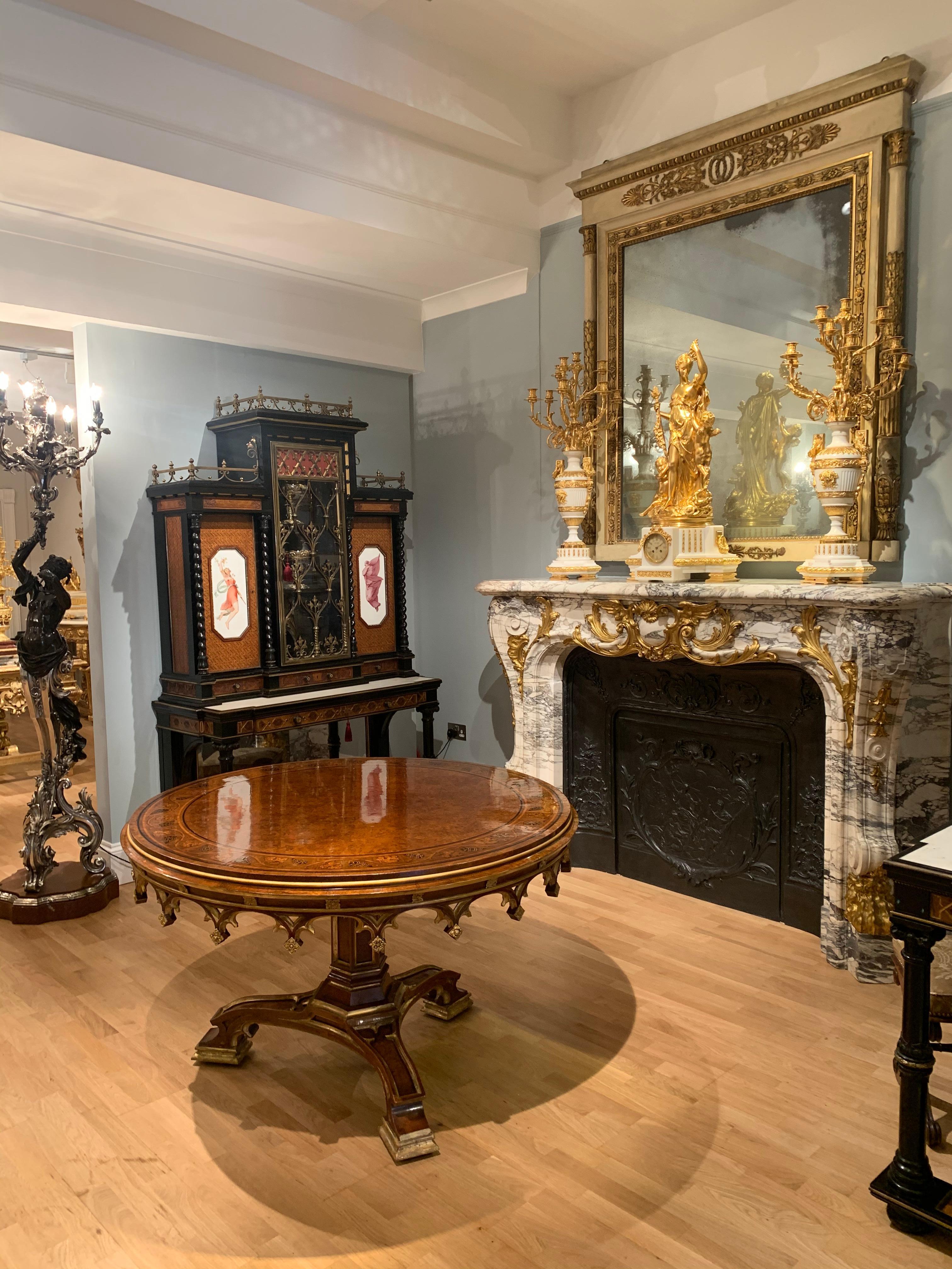 19th Century Neoclassical Italian White Painted and Giltwood Mirror For Sale