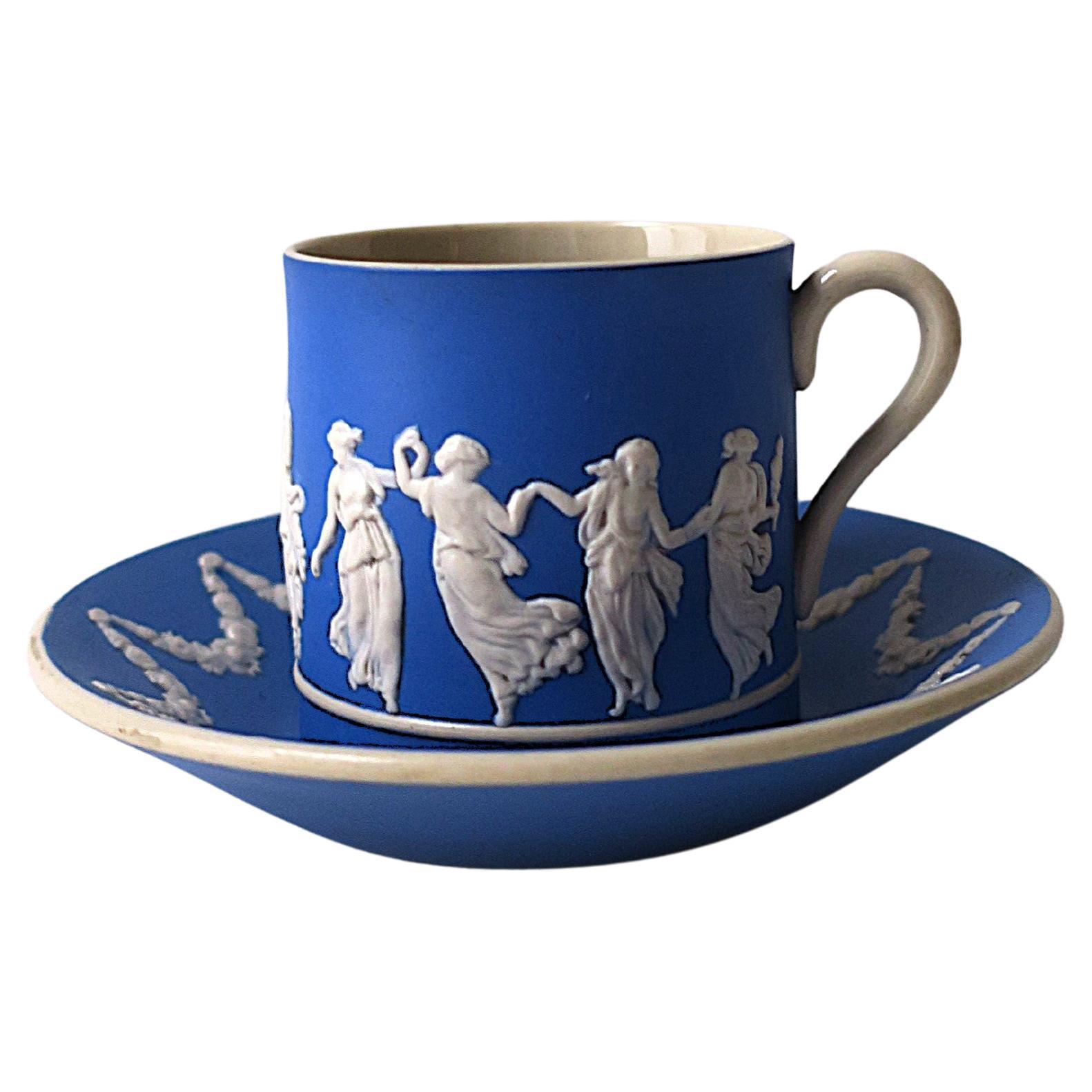 Neoclassical Jasperware Espresso Coffee Cup Saucer Copeland Spode