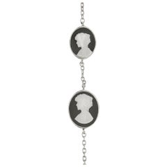 Rhodium Plated Sterling Silver Neoclassical Ladies Necklace