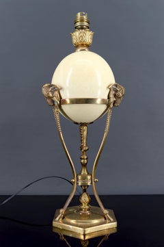 Neoclassical Lamp, Ostrich Egg & Athenian Bronze Animal-Motif Mount, France