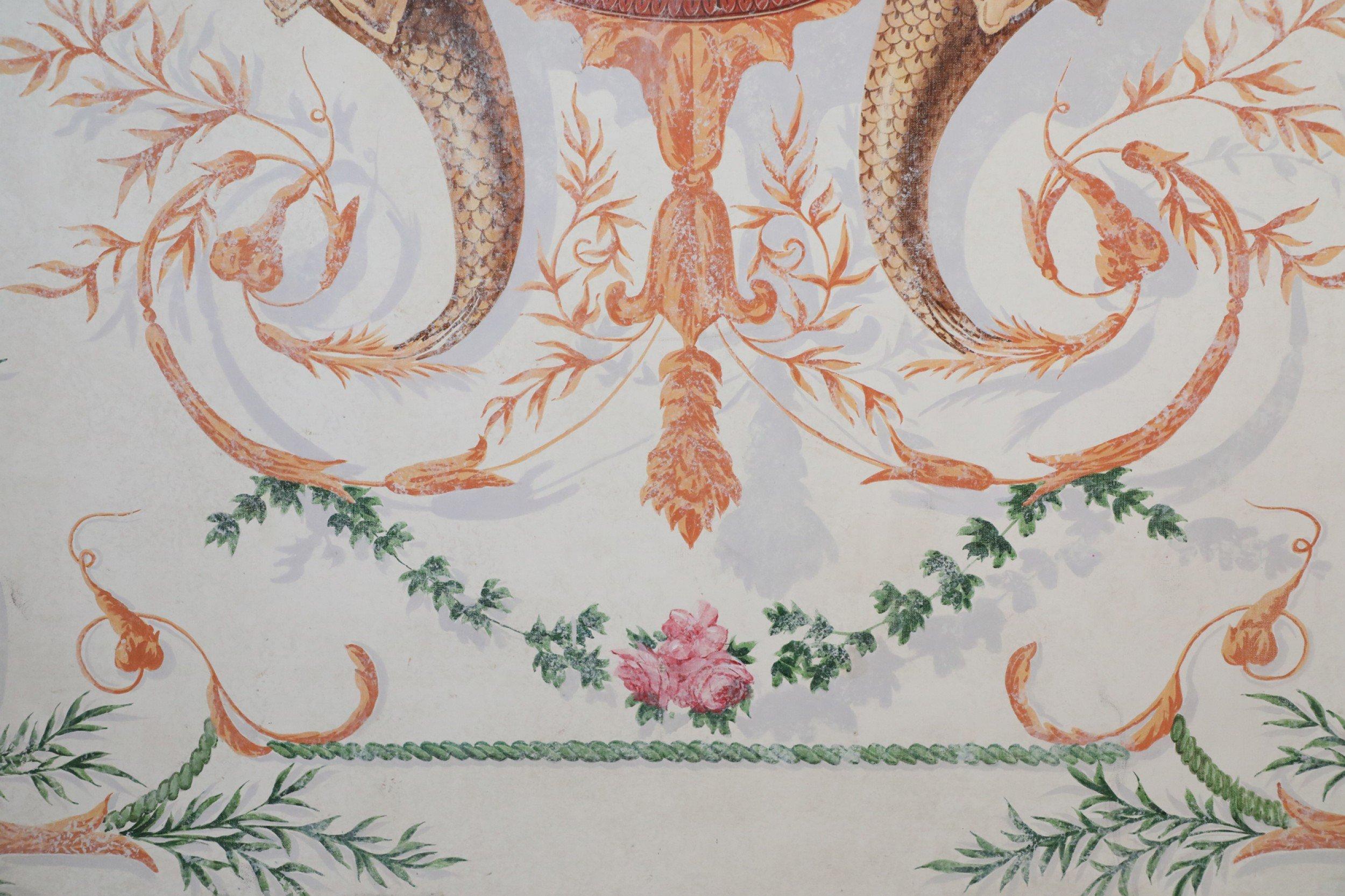 Quadro di paesaggio neoclassico con sirena e ornamenti floreali In condizioni buone in vendita a Queens, NY