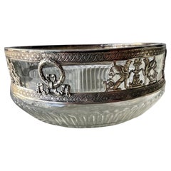 Neoclassical Laurel Wreath Griffins Urn 800 Silver Decorated Rimmed Glass Bowl Neoclassical Laurel Wreath Griffins Urn 800 Silver Decorated Rimmed Glass Bowl