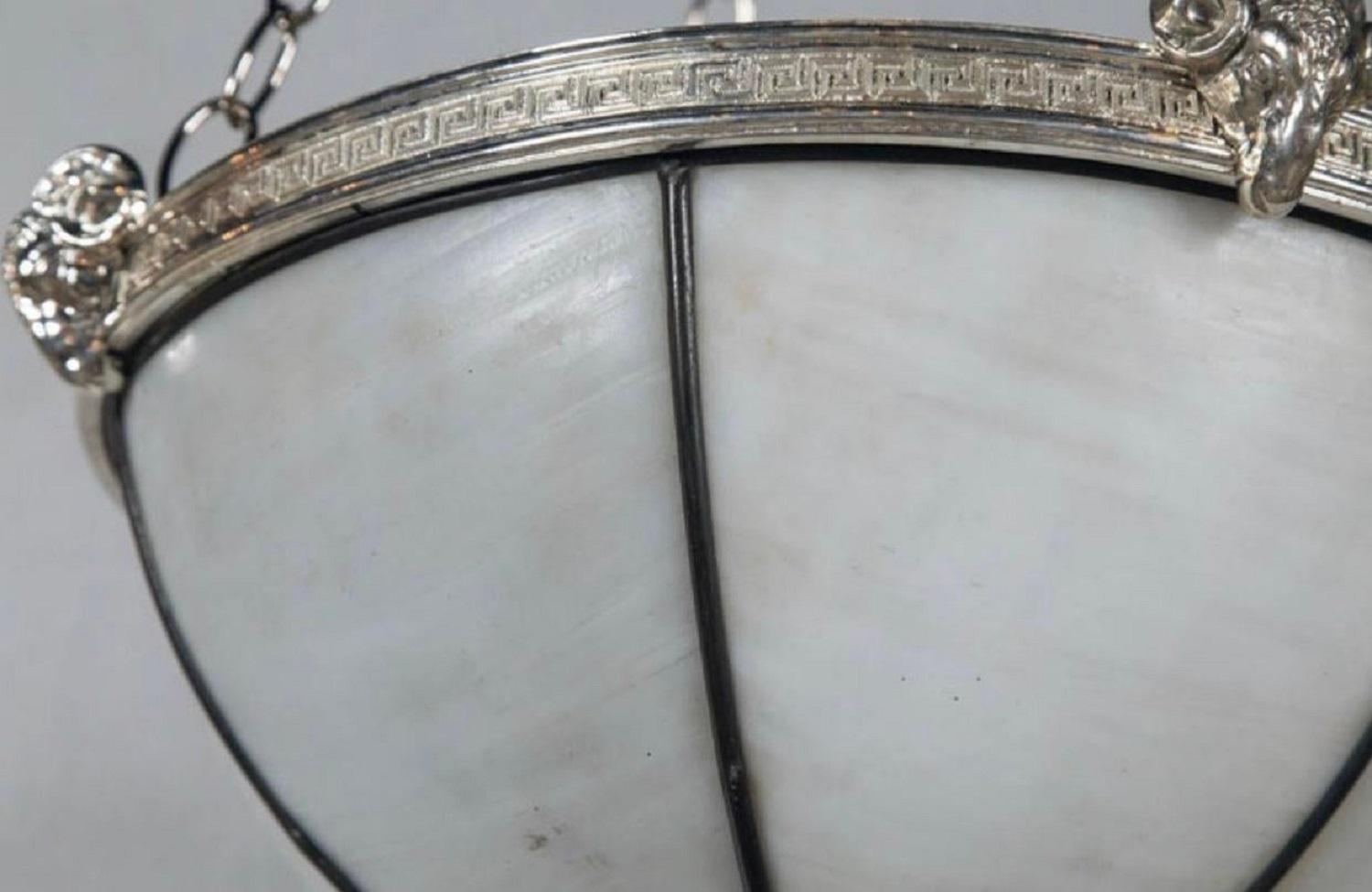 Neoclassical Leaded Glass Light Fixtures, Circa 1920s In Good Condition In New York, NY