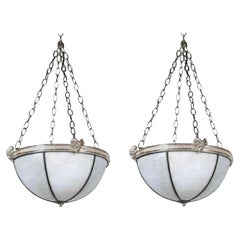 Neoclassical Leaded Glass Light Fixtures, Circa 1920s