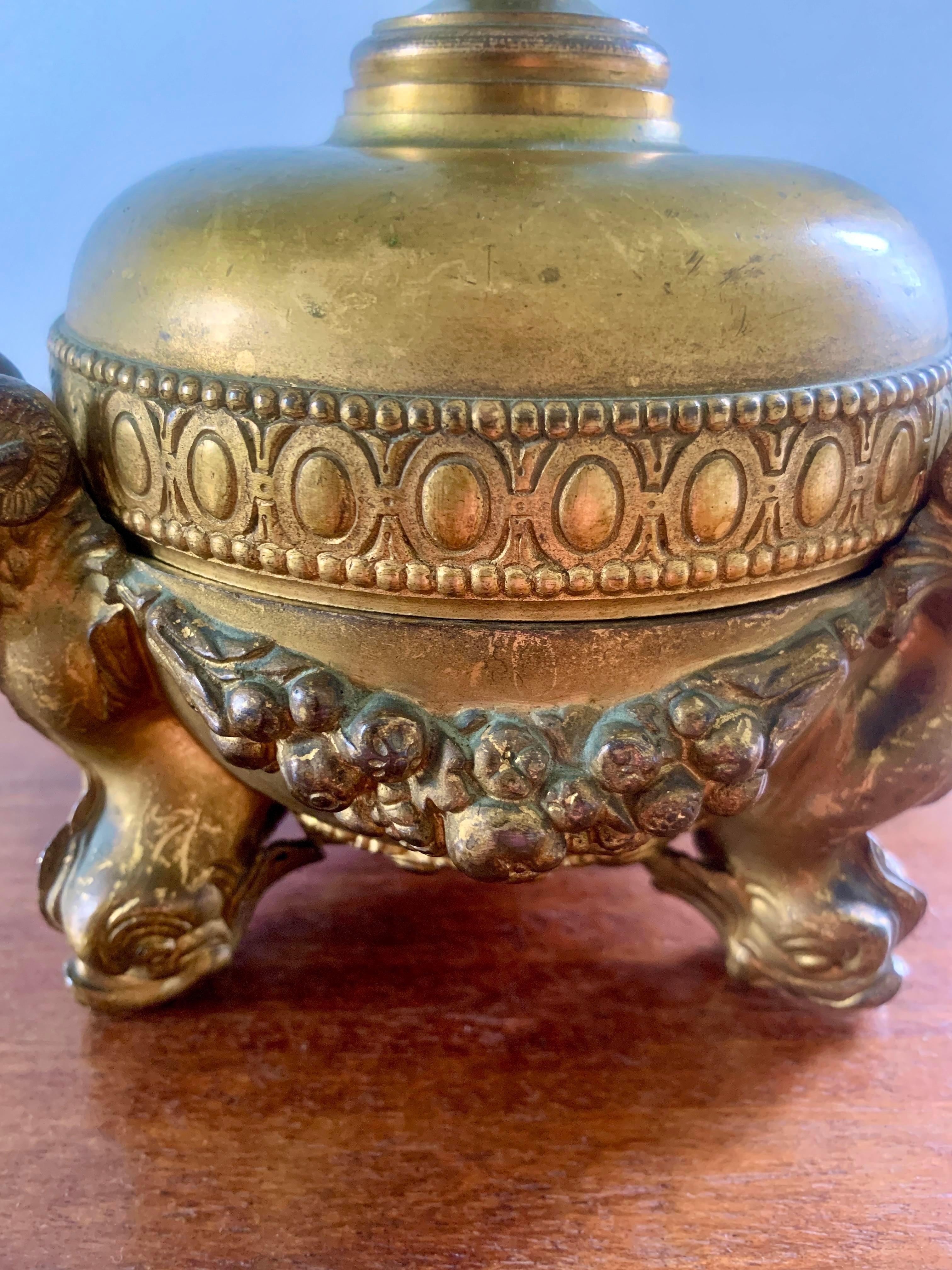 Neoclassical Lidded Bowl with Ram's Heads For Sale 1