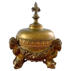 Neoclassical Lidded Bowl with Ram's Heads