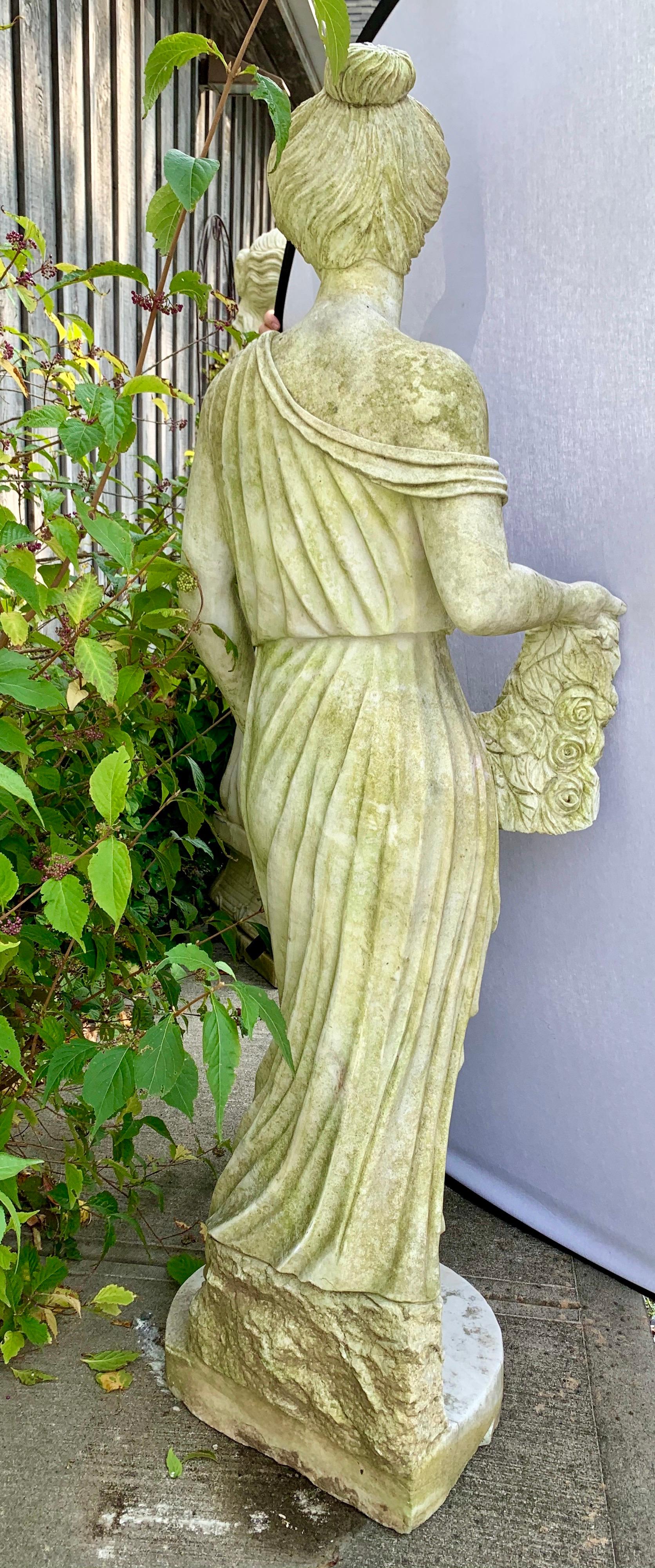 20th Century Neoclassical Life-Size Greek Goddess of Spring Marble Sculpture Statue For Sale