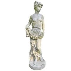 Antique Neoclassical Life-Size Greek Goddess of Spring Marble Sculpture Statue