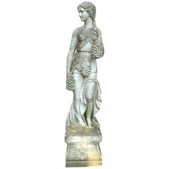 Neoclassical Life-Size Greek Goddess with Grapes Marble Sculpture Statue
