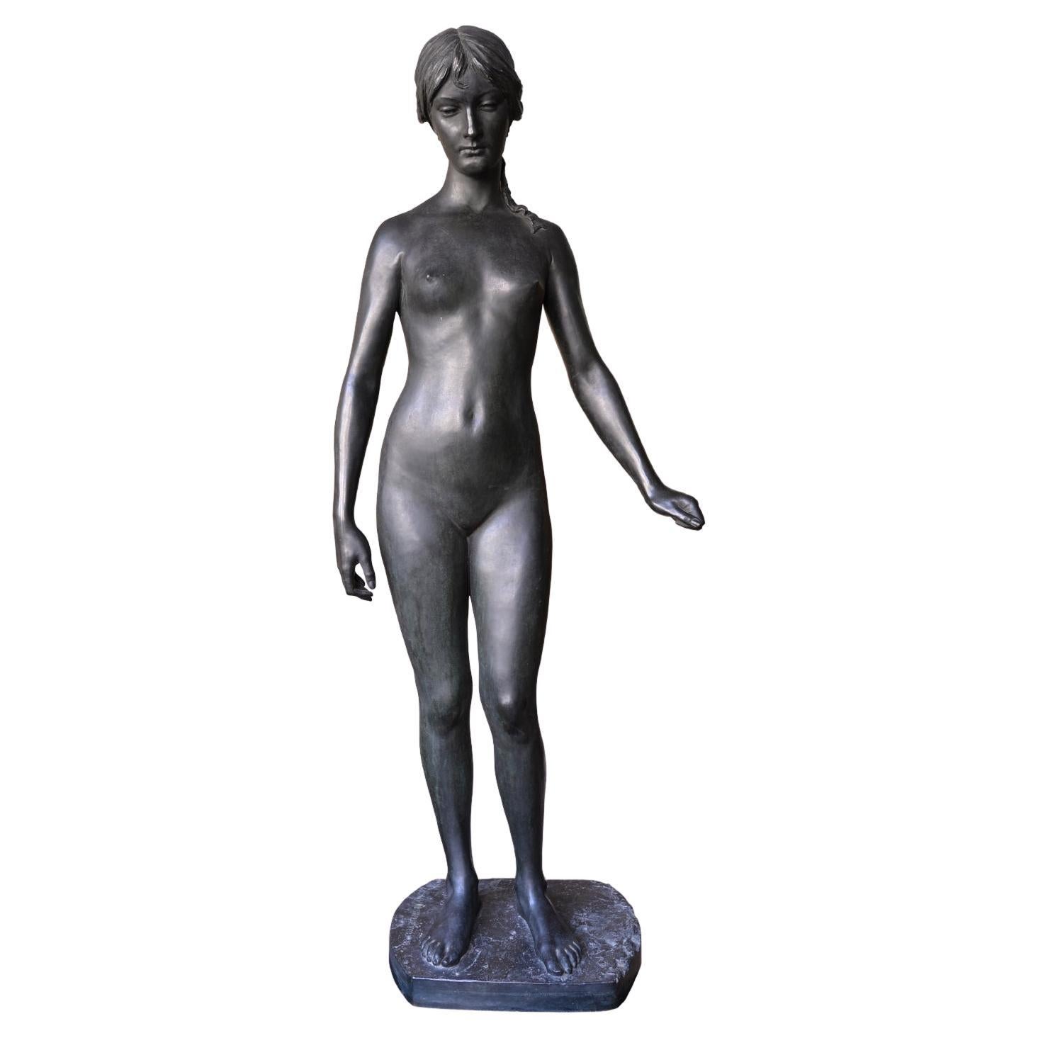 Neoklassizistische lebensgroße Bronzestatue der Psyche, Ludvig Brandstrup, Dänemark, 1898