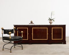 Neoclassical Louis Philippe Marble Top Mahogany Sideboard Buffet
