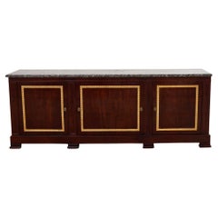 Neoclassical Louis Philippe Marble Top Mahogany Sideboard Buffet