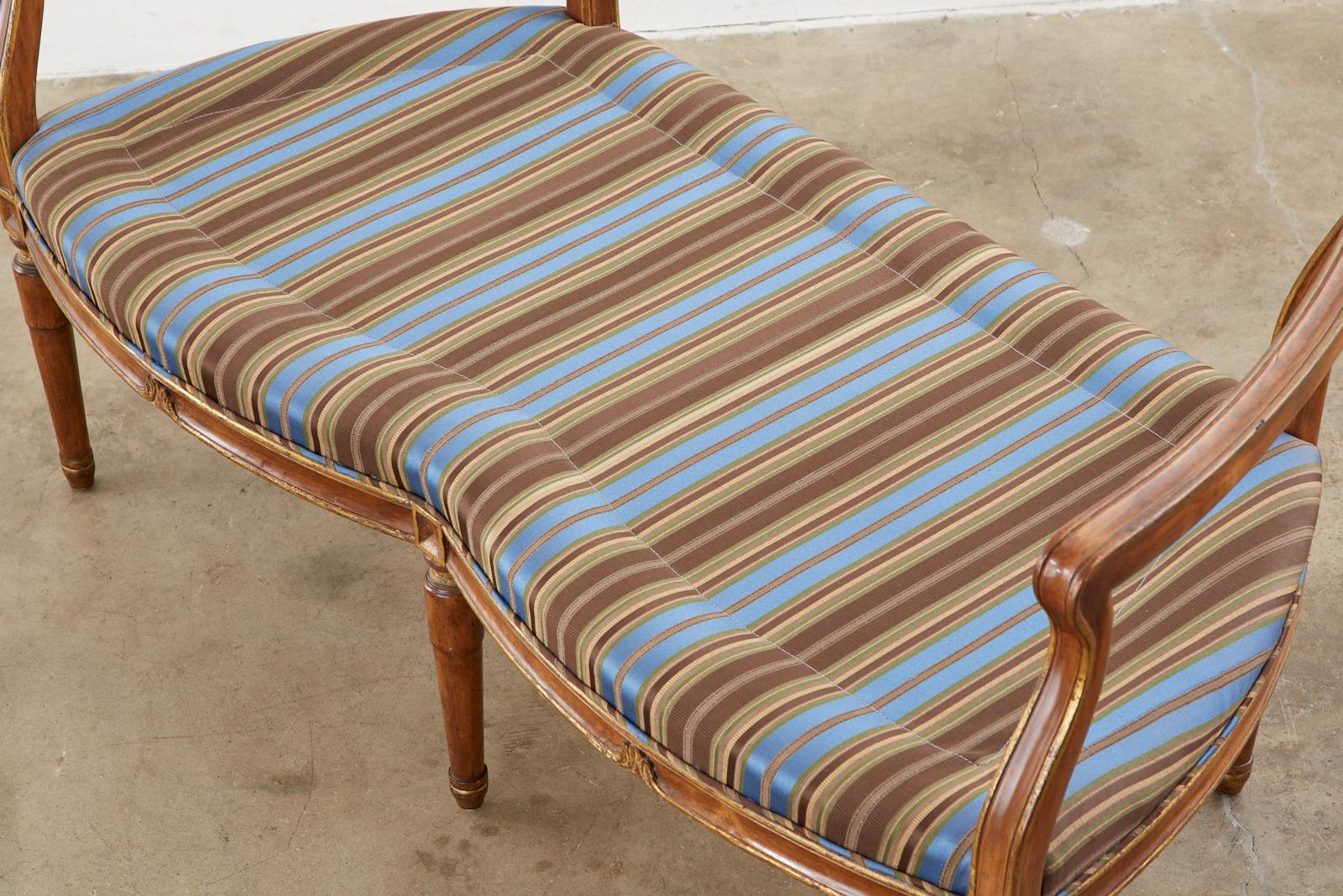 Fabric Neoclassical Louis XVI Style Backless Bench Settee