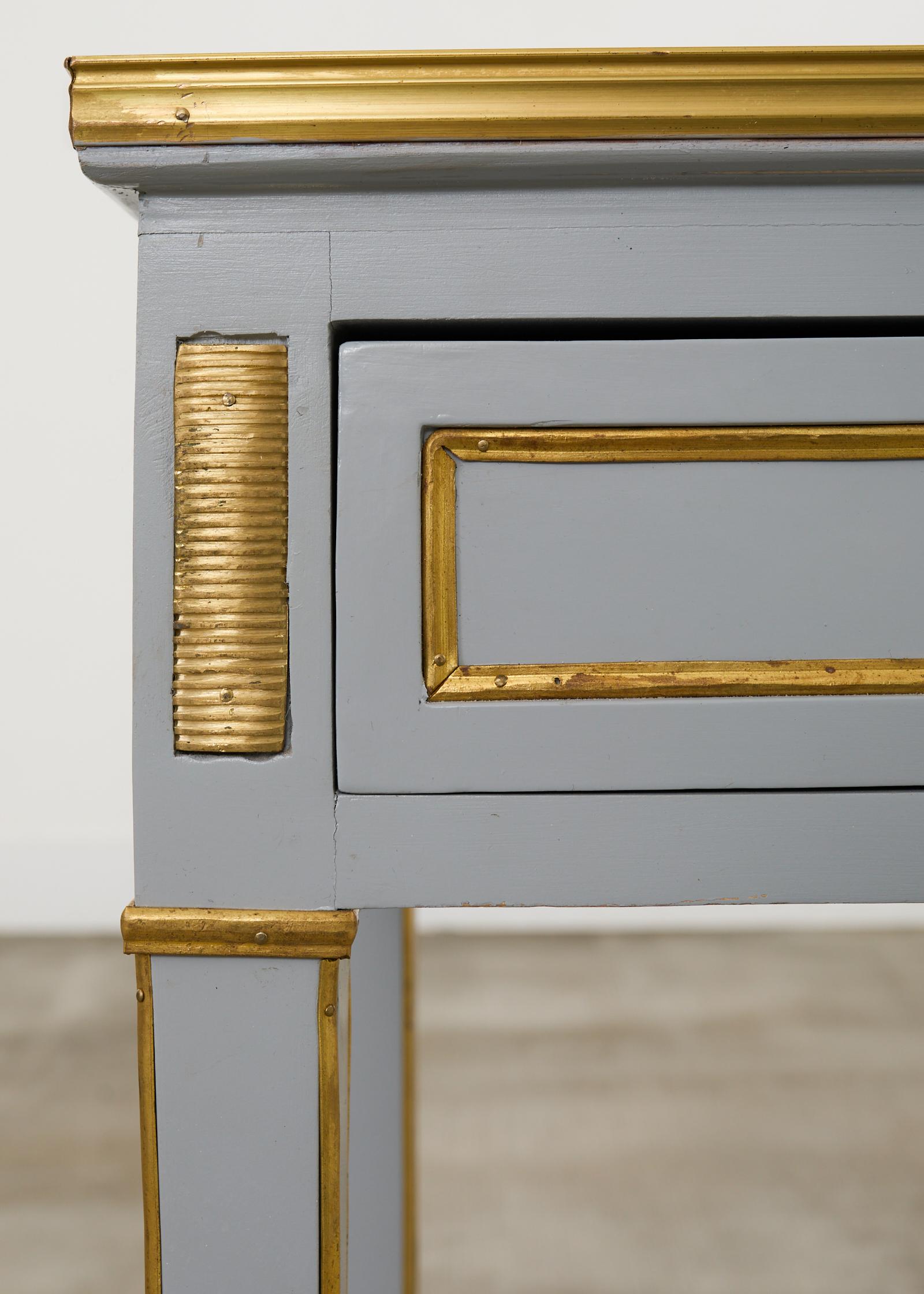 Neoclassical Louis XVI Style Bronze Mounted Marble Top Console Desk For Sale 4