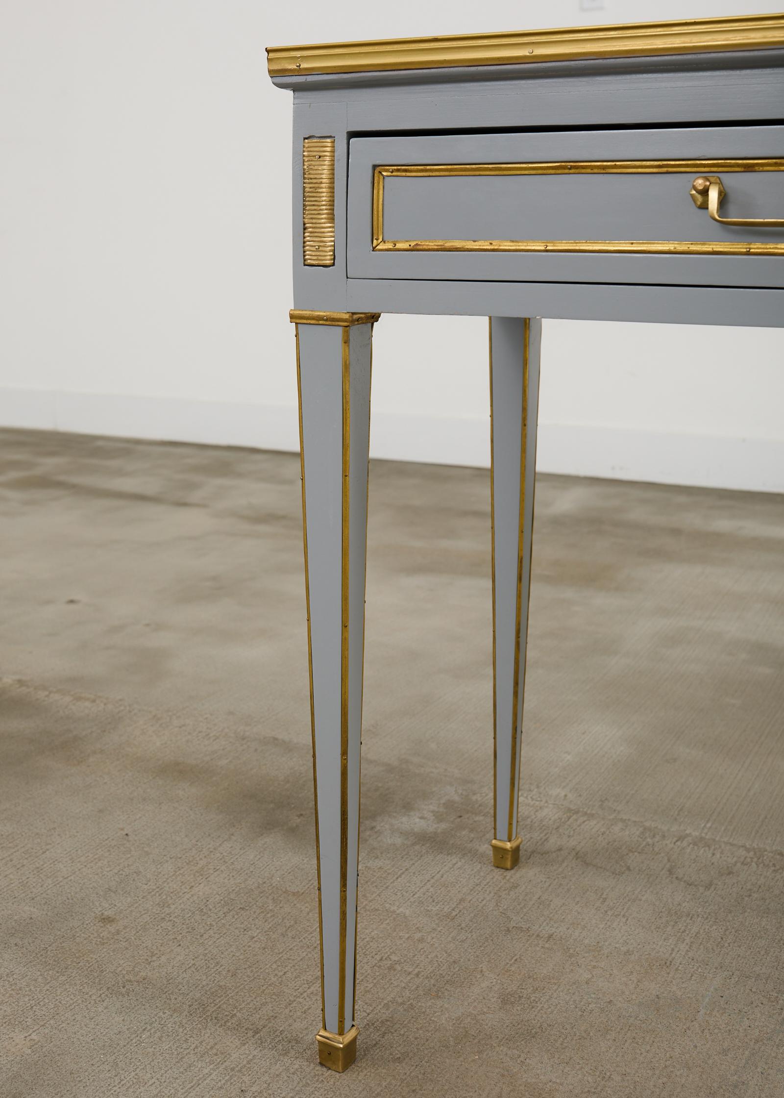 Neoclassical Louis XVI Style Bronze Mounted Marble Top Console Desk For Sale 6
