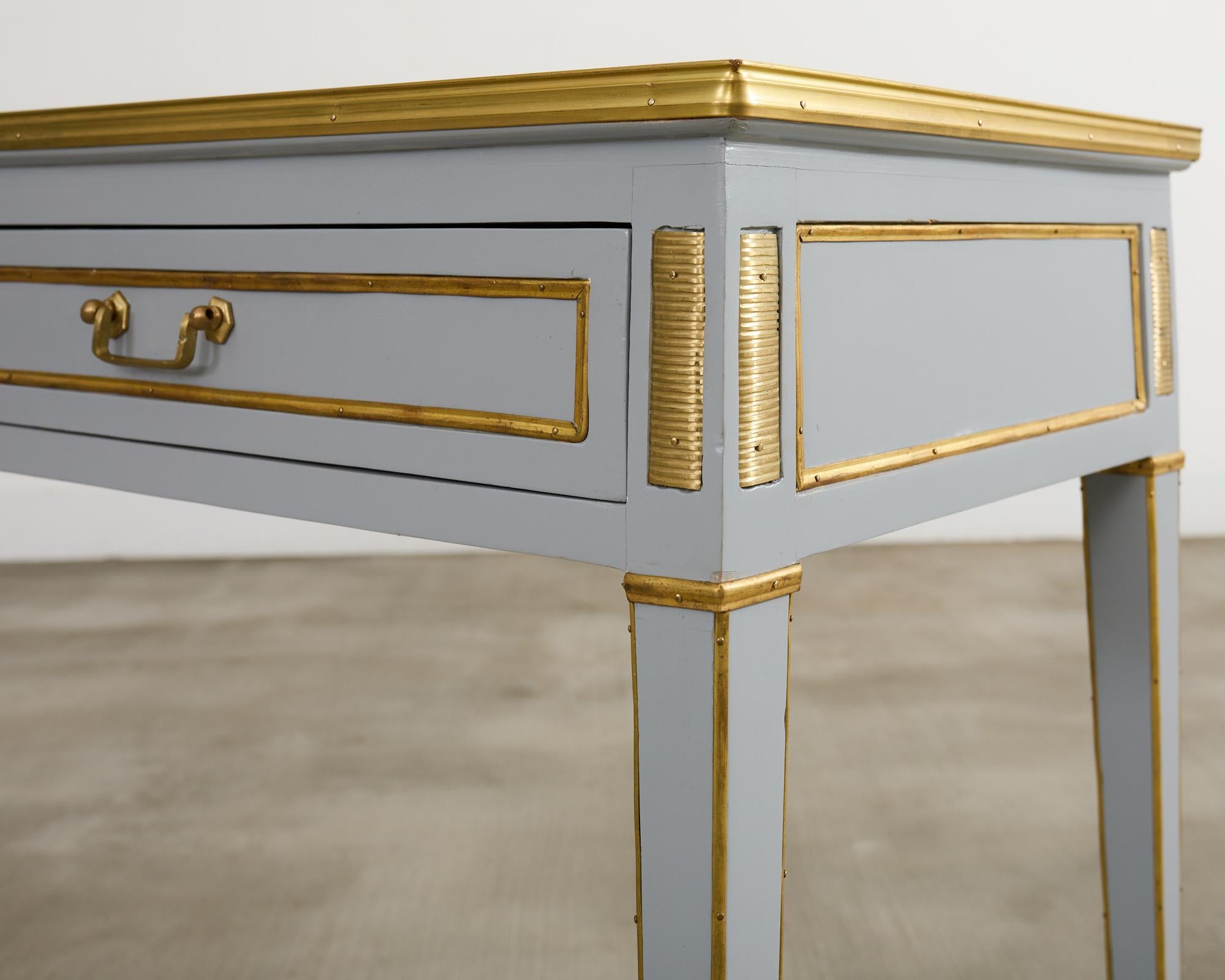 Neoclassical Louis XVI Style Bronze Mounted Marble Top Console Desk For Sale 8
