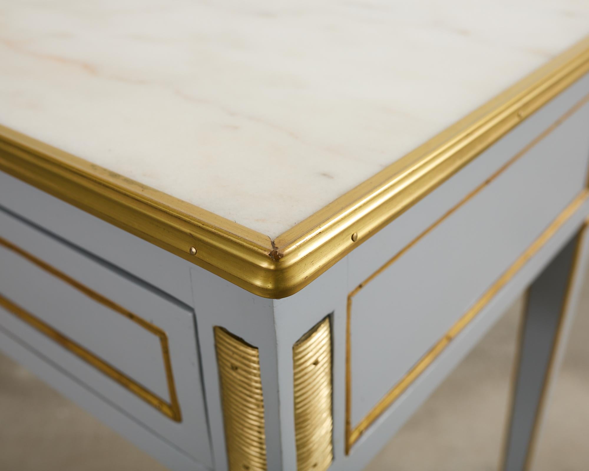 Neoclassical Louis XVI Style Bronze Mounted Marble Top Console Desk For Sale 9