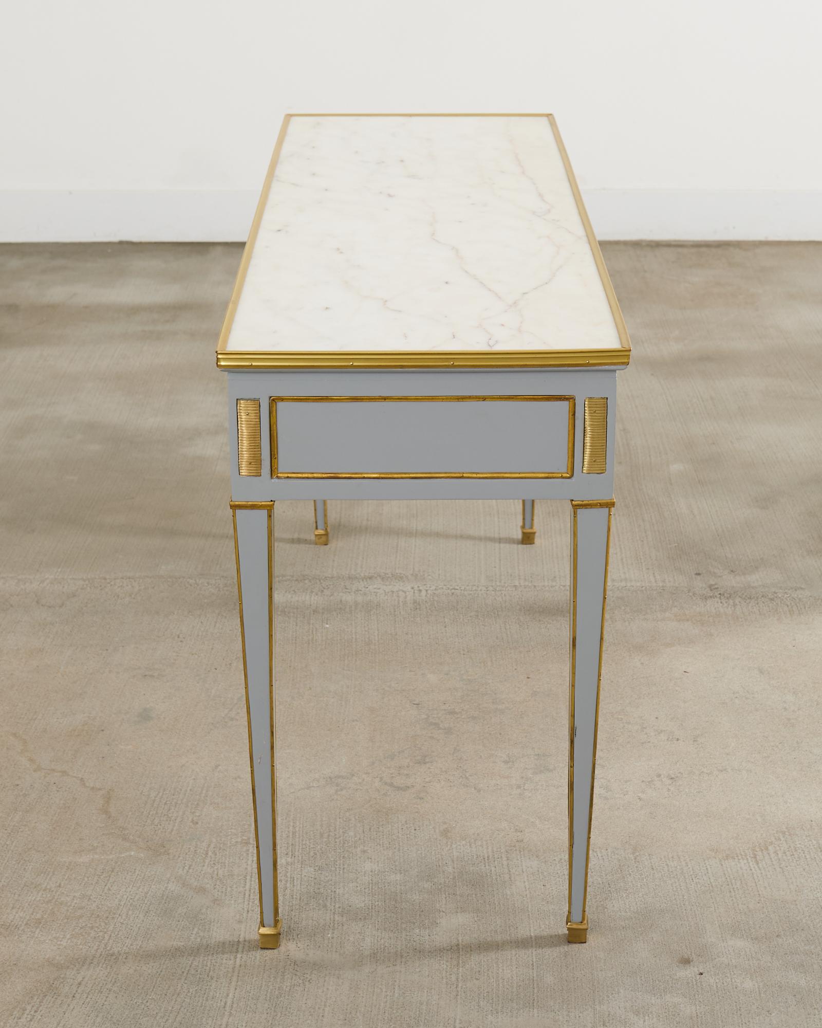 Neoclassical Louis XVI Style Bronze Mounted Marble Top Console Desk For Sale 10