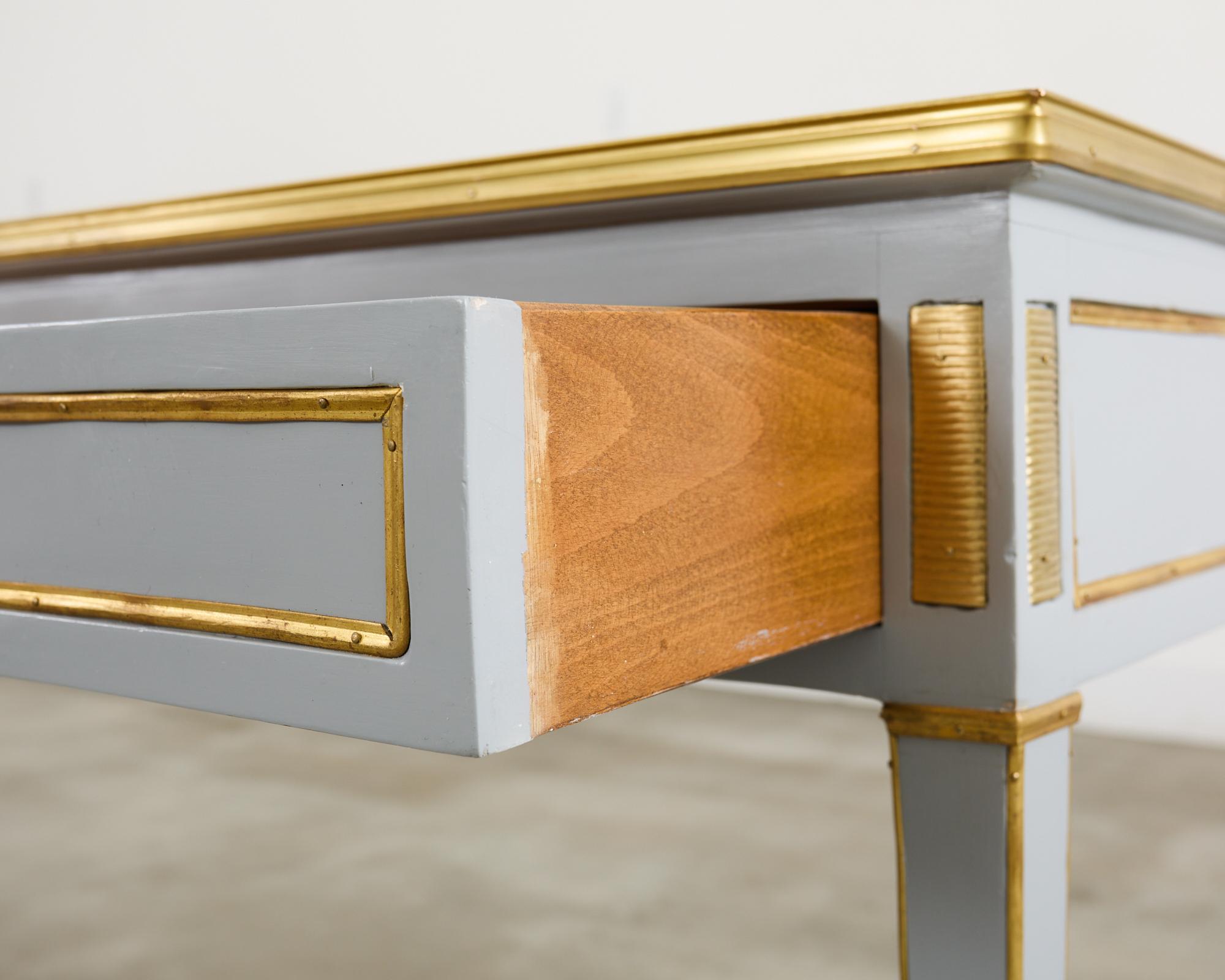 Neoclassical Louis XVI Style Bronze Mounted Marble Top Console Desk For Sale 11