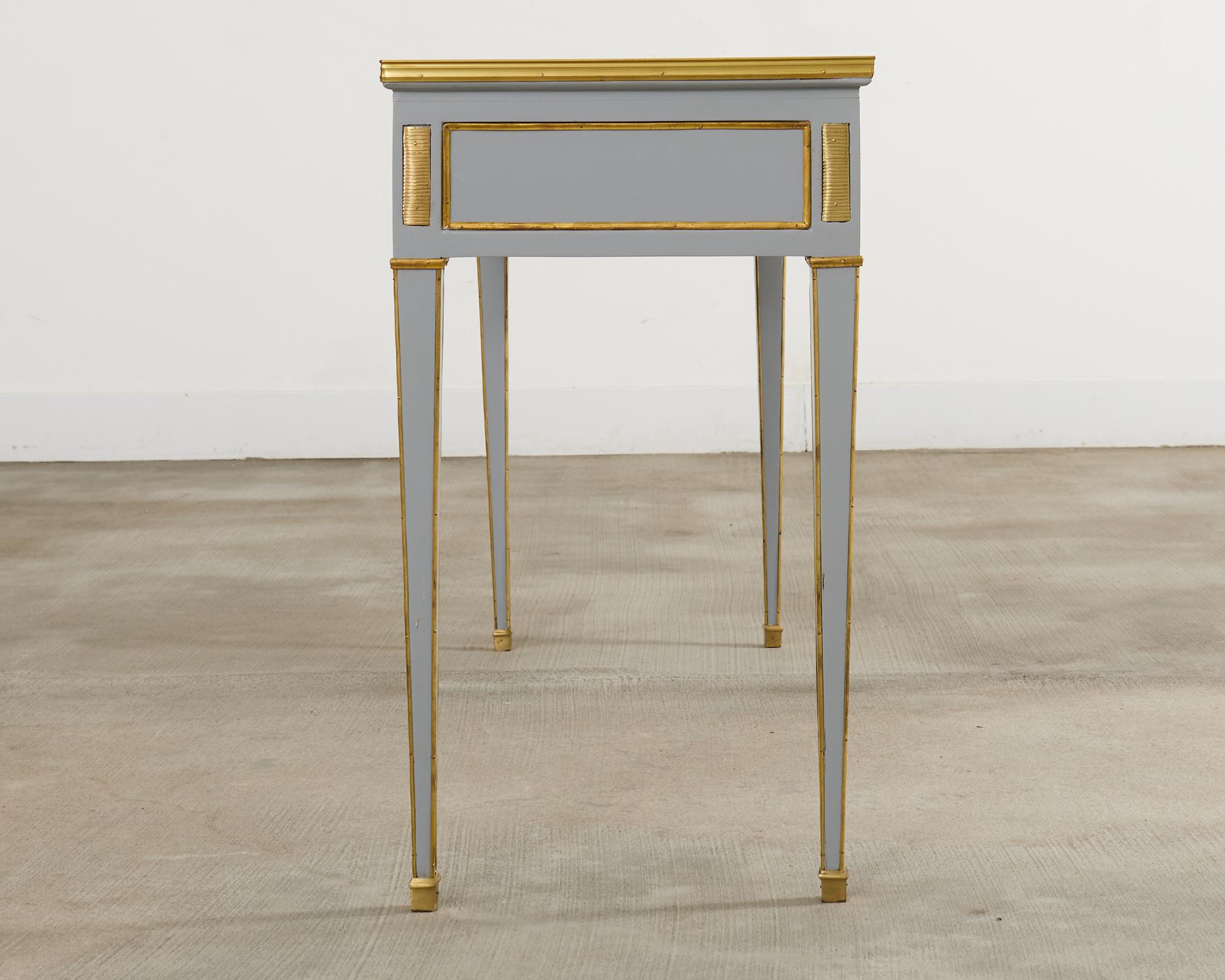20th Century Neoclassical Louis XVI Style Bronze Mounted Marble Top Console Desk For Sale