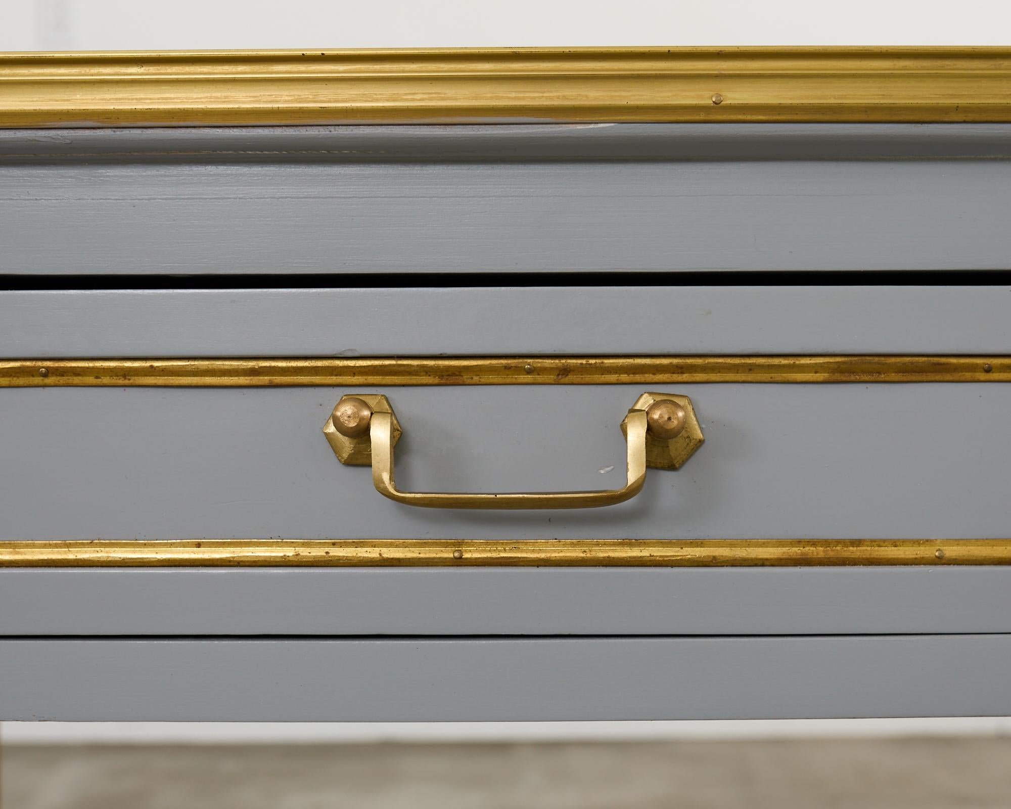 Neoclassical Louis XVI Style Bronze Mounted Marble Top Console Desk For Sale 2