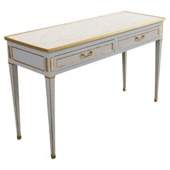 Neoclassical Louis XVI Style Bronze Mounted Marble Top Console Desk