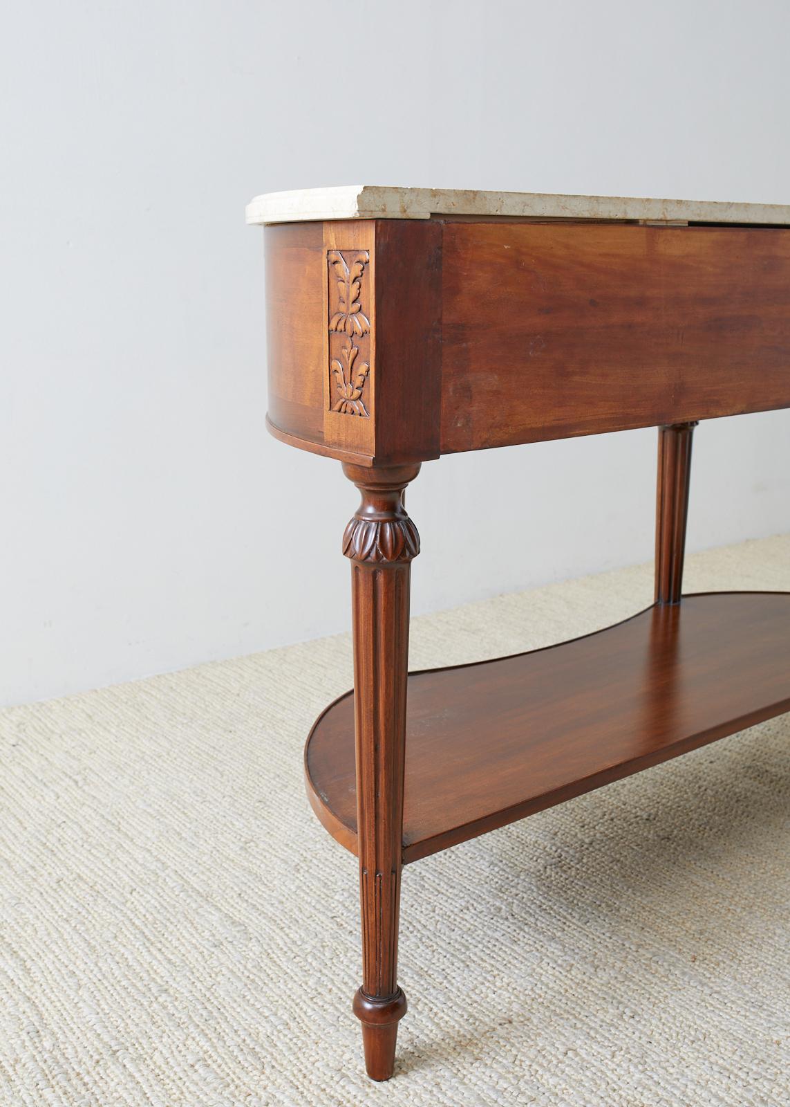 Neoclassical Louis XVI Style Mahogany Marble Top Console Table 11
