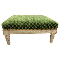 Antique Neoclassical Louis XVI Style Upholstered Footstool Tabouret
