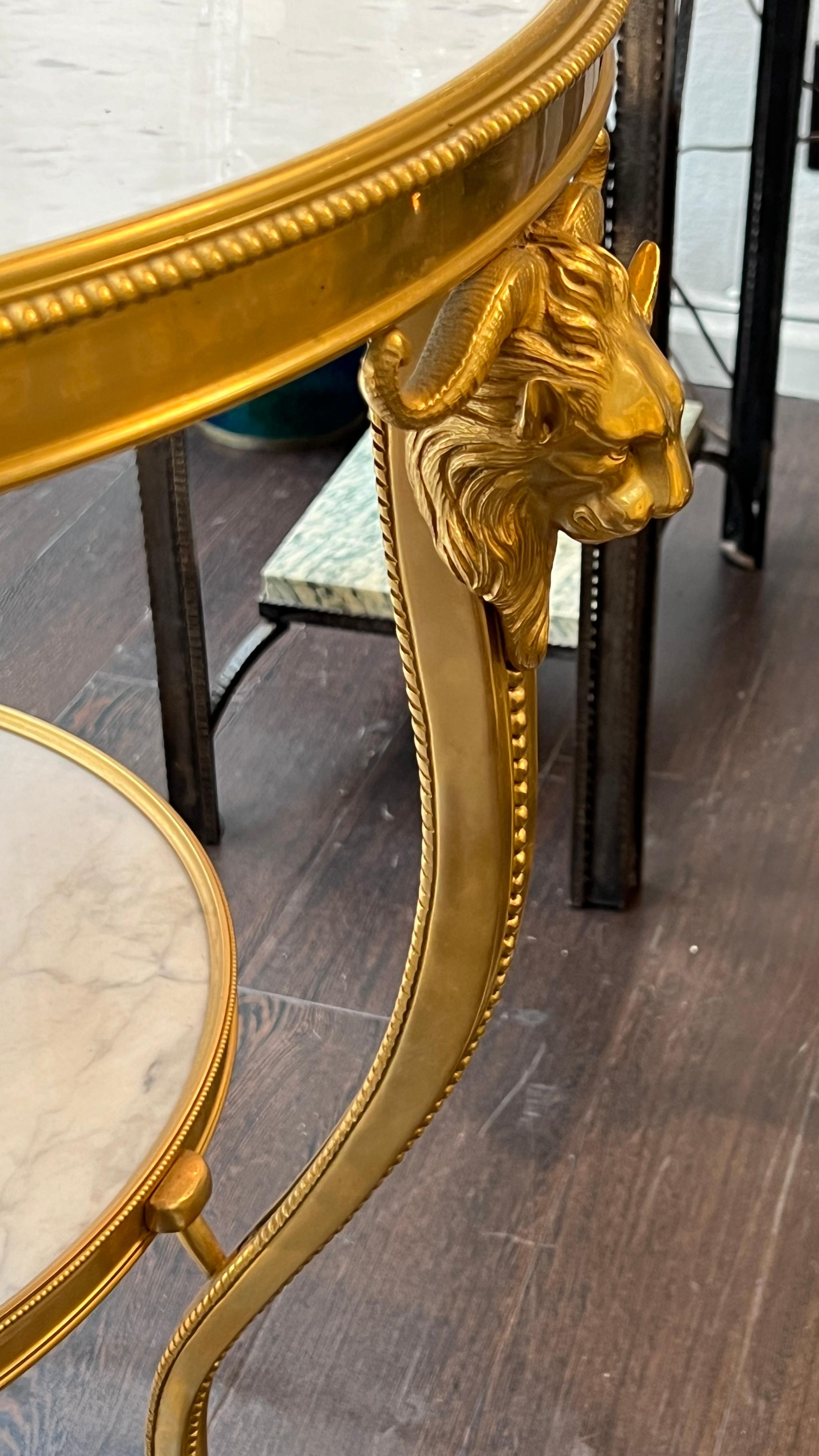 Neoclassical Louis XVI Style White Marble Gilt Bronze Gueridon Center Table For Sale 1