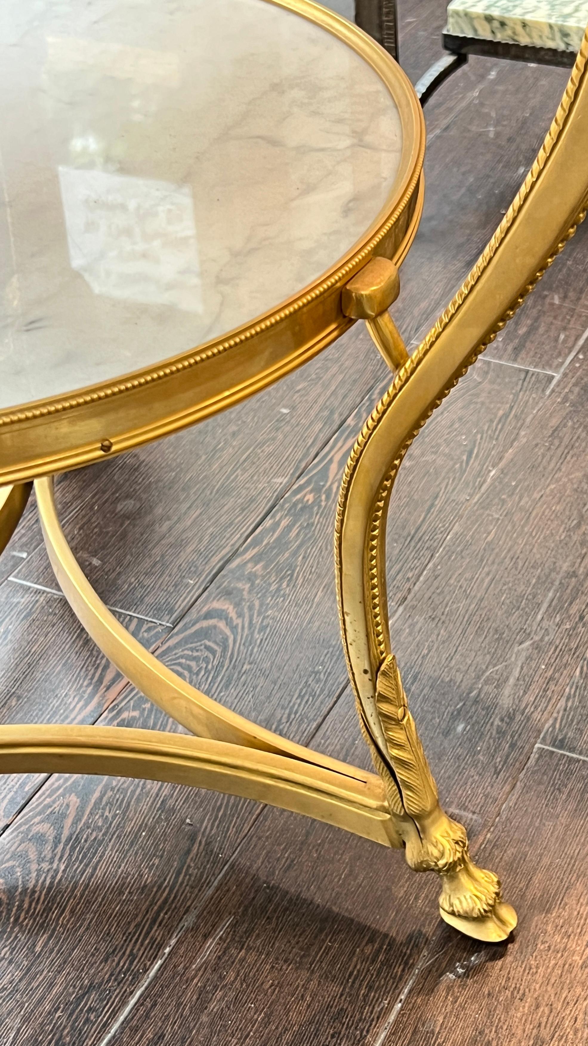 Neoclassical Louis XVI Style White Marble Gilt Bronze Gueridon Center Table For Sale 2