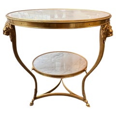 Neoclassical Louis XVI Style White Marble Gilt Bronze Gueridon Center Table