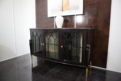 Neoclassical Low Ebony Wood Vetrine with Internal Pearl Mosaic Decoration