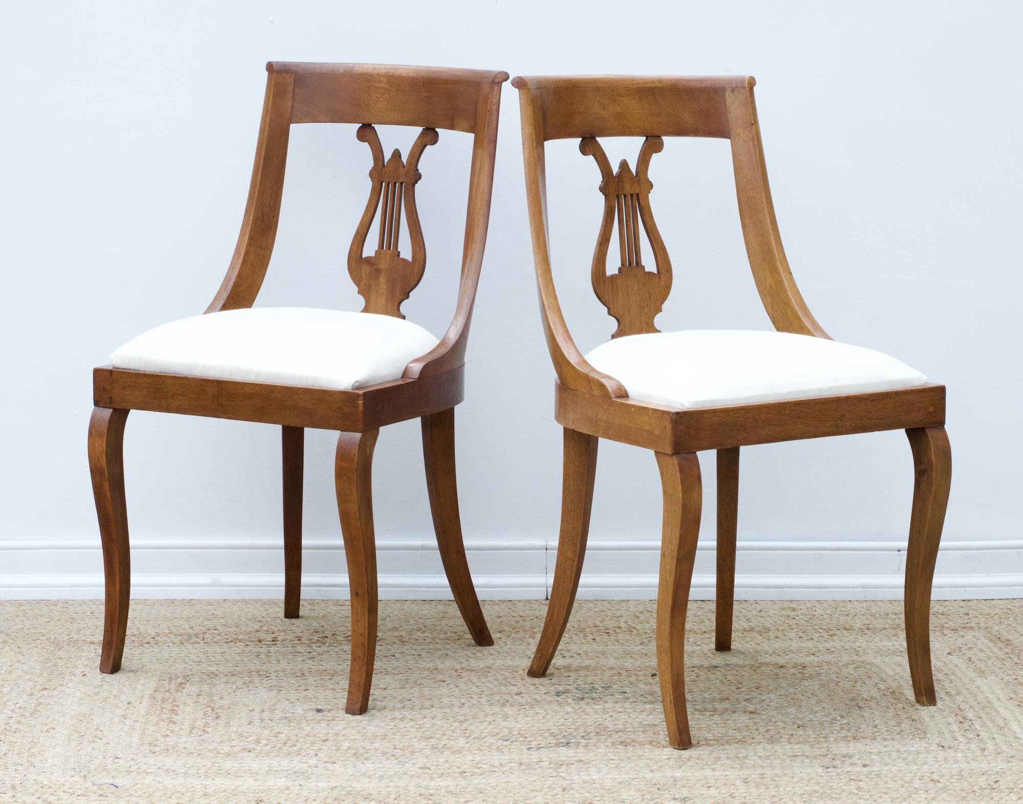 Austrian Neoclassical Lyre Back Game Table Chairs, Set of 4 For Sale