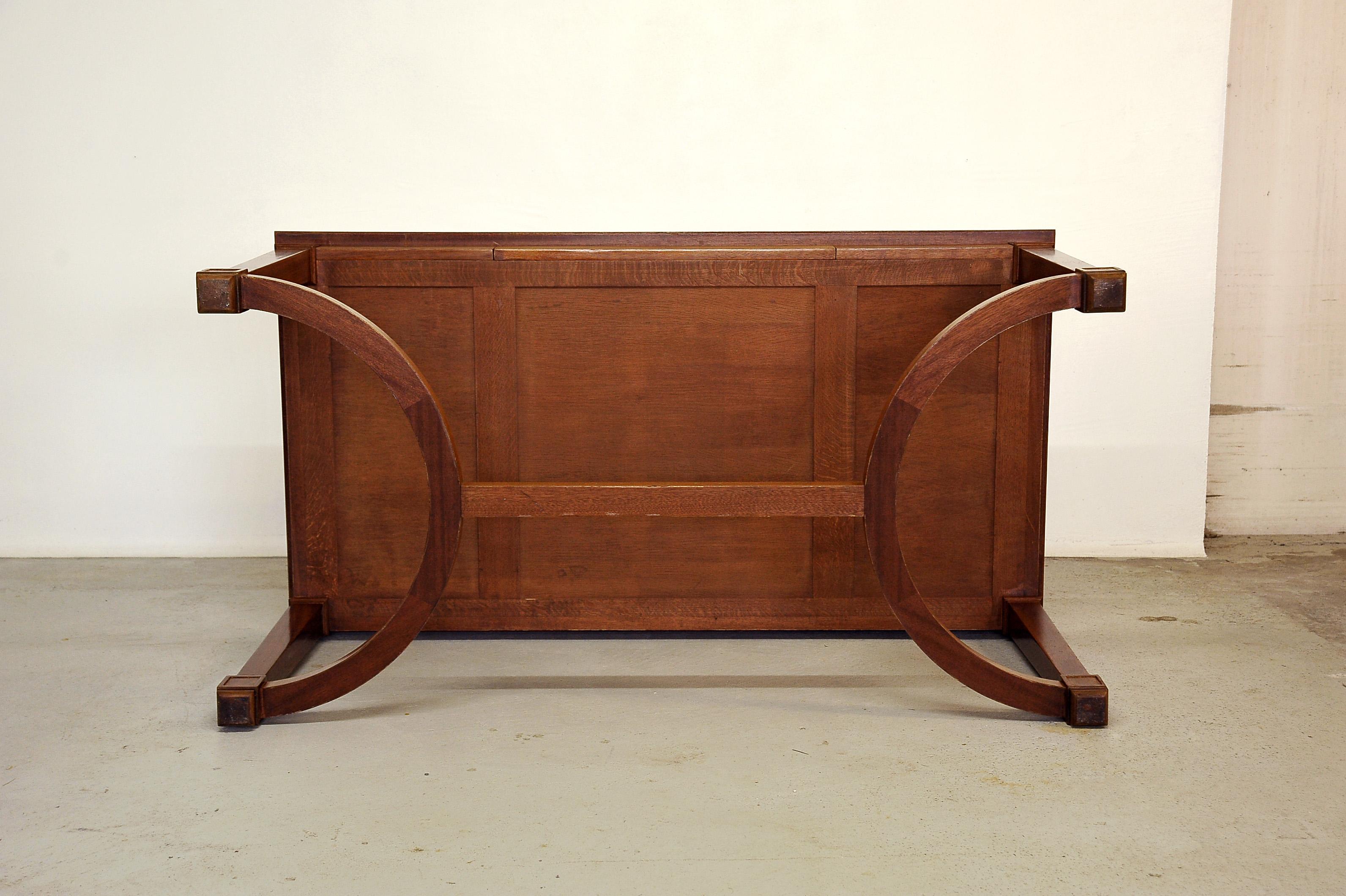 Neoclassical Mahogany and Leather Desk in the Style of André Arbus, France 1940s 8