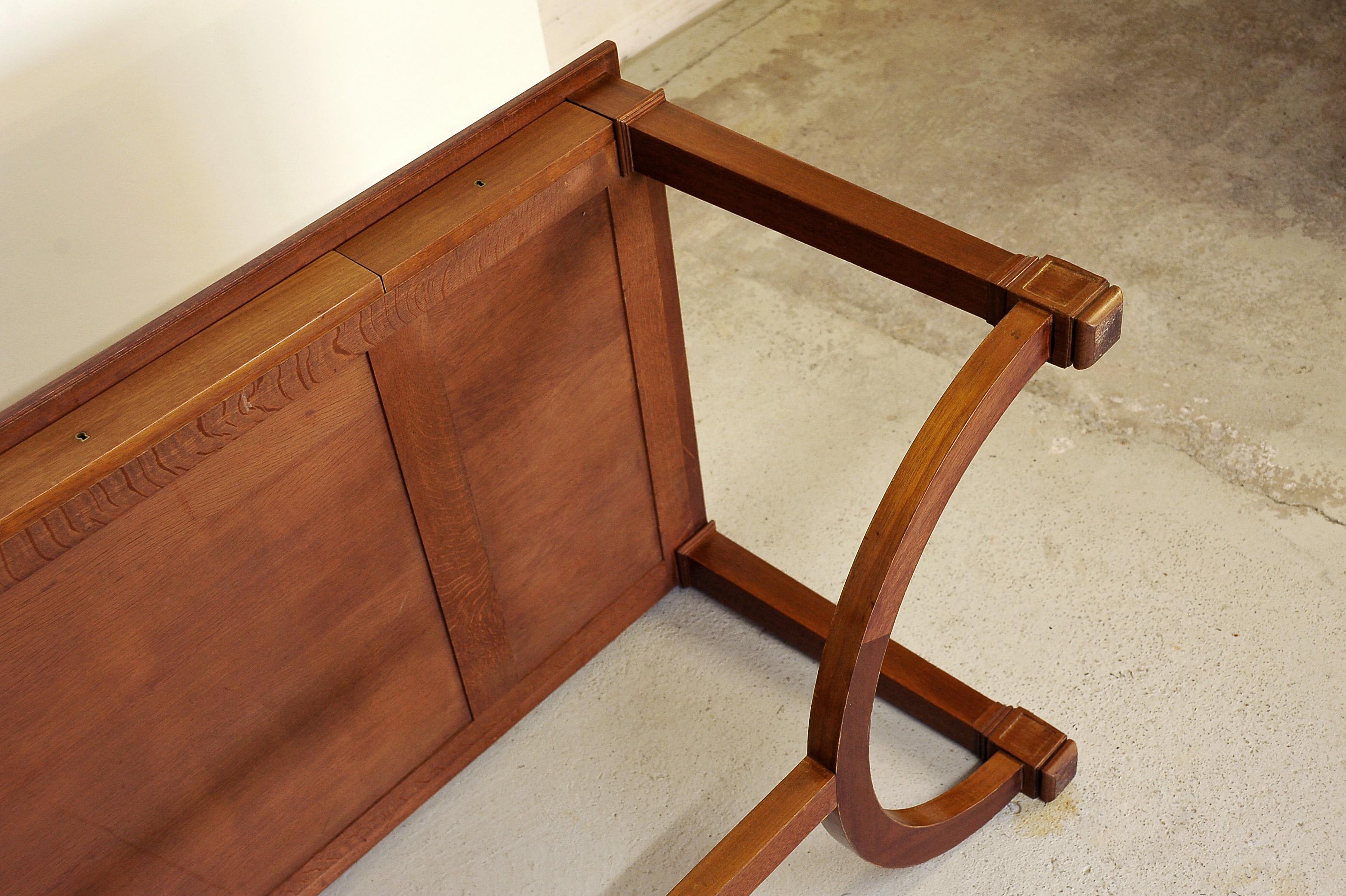 Neoclassical Mahogany and Leather Desk in the Style of André Arbus, France 1940s 9