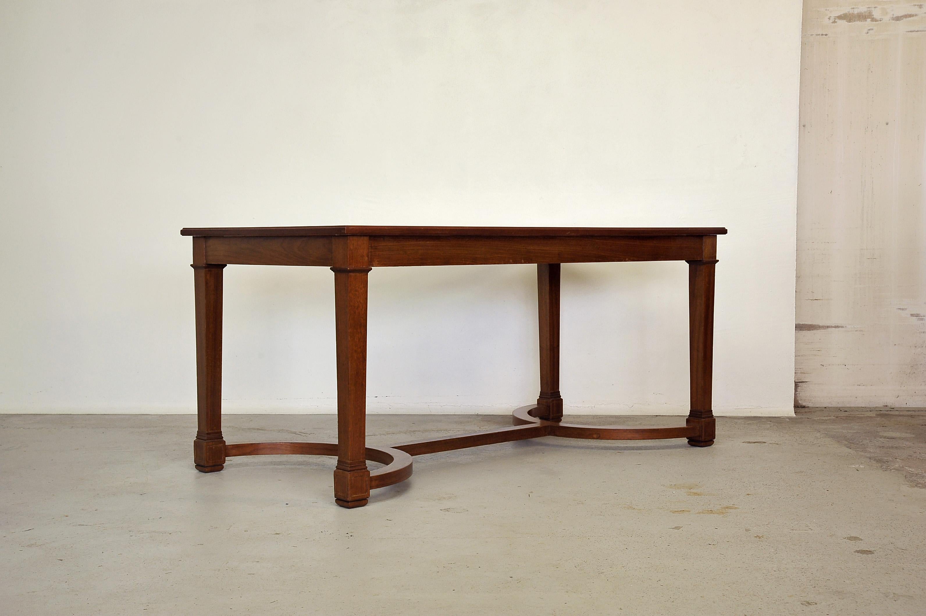 Neoclassical Revival Neoclassical Mahogany and Leather Desk in the Style of André Arbus, France 1940s