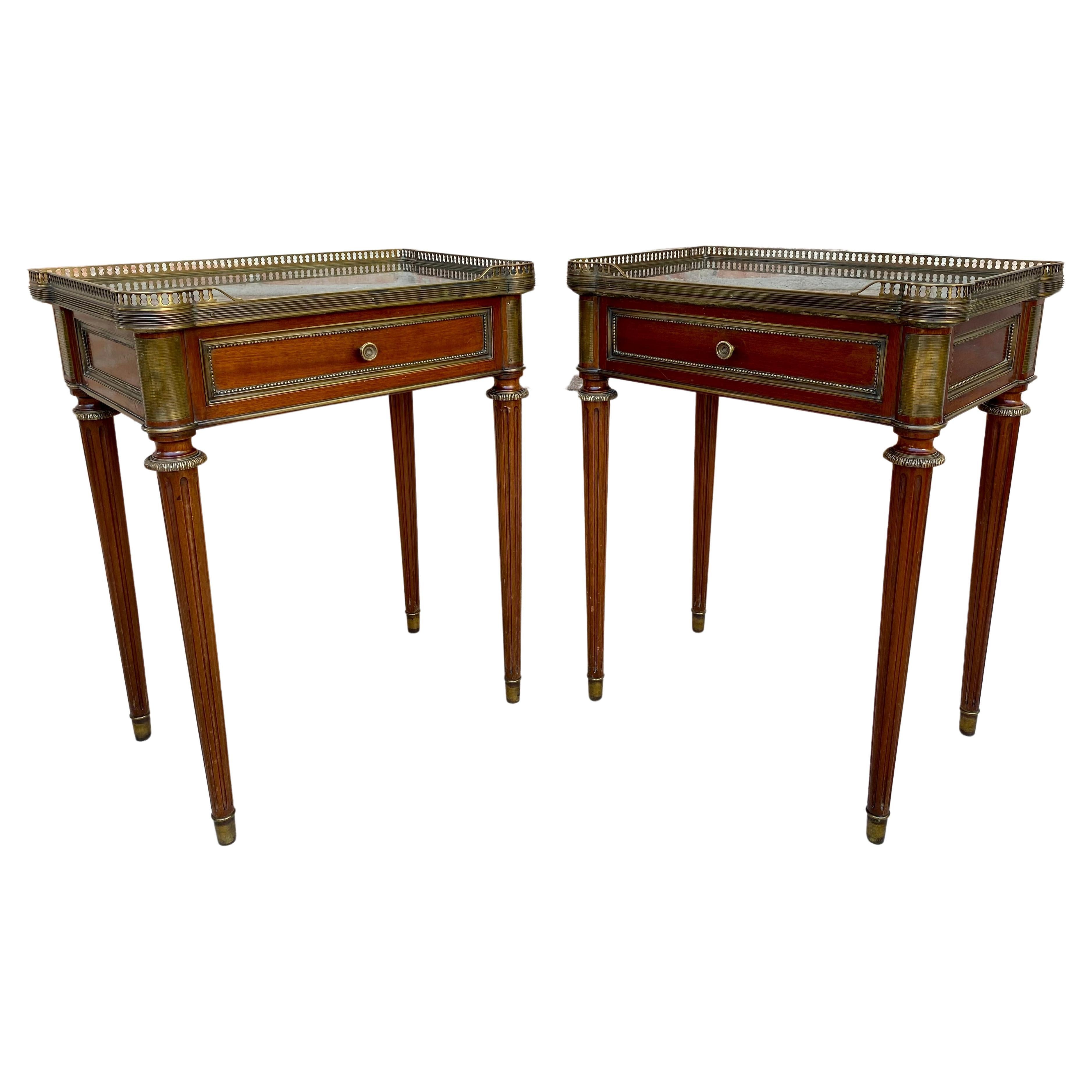Neoclassical Mahogany Bedside Tables, 1920s, Set of 2