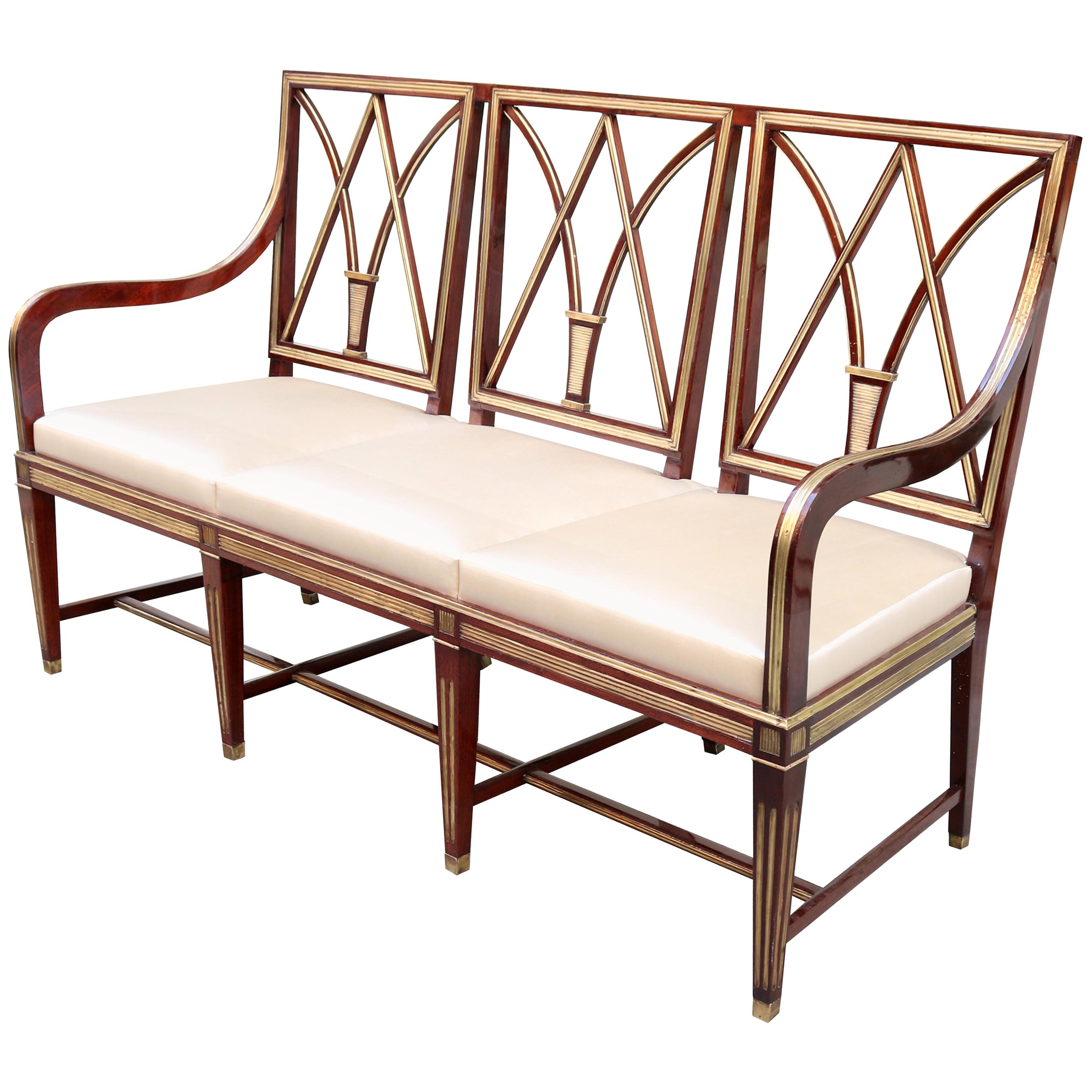 Neoclassical Mahogany Bench