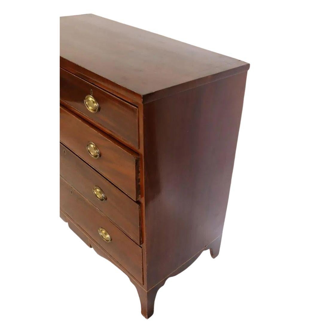 George III Neoclassical Mahogany Chest of Drawers With Brass Pulls For Sale