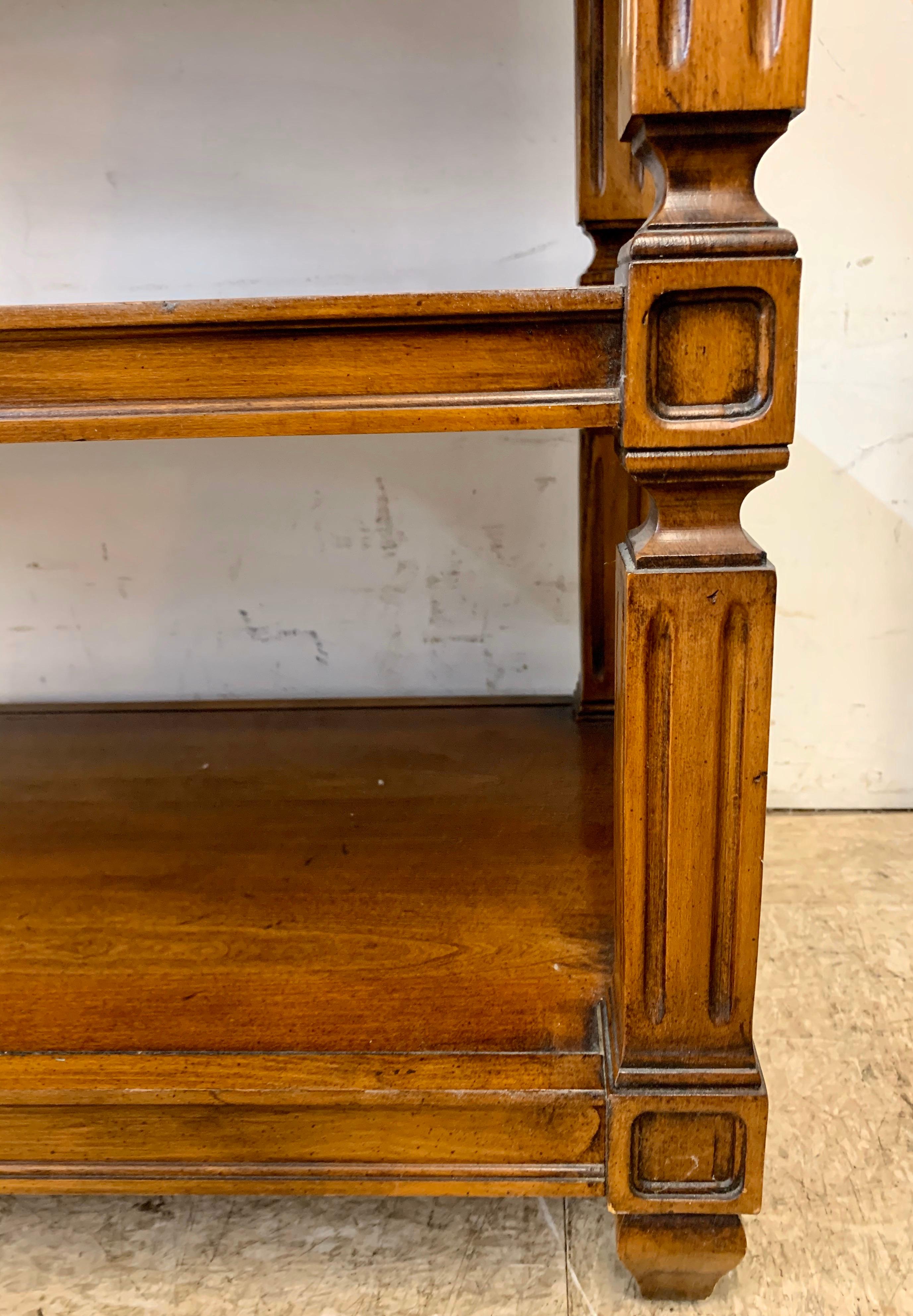 Late 20th Century Neoclassical Mahogany Console Table Sofa Table with Shelves
