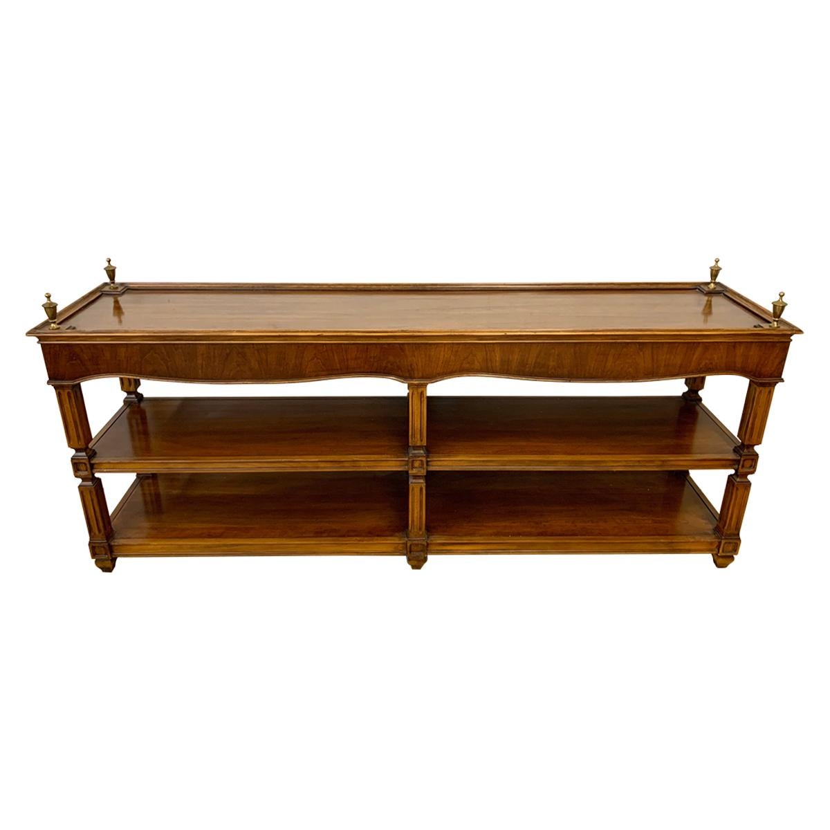 Neoclassical Mahogany Console Table Sofa Table with Shelves