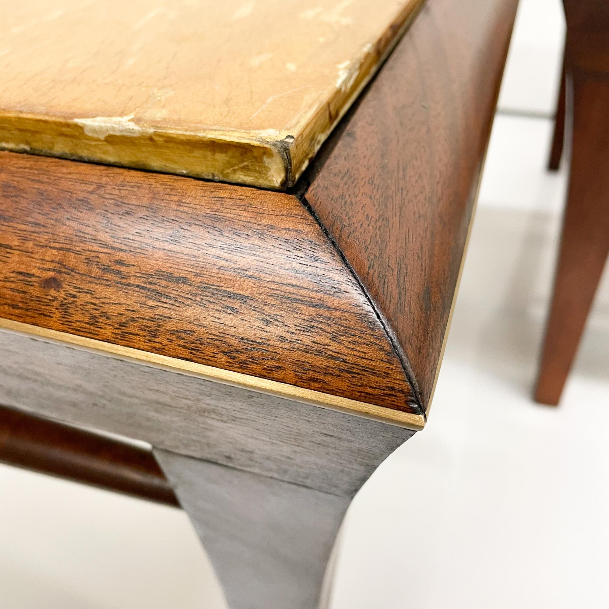Mexican Neoclassical Mahogany & Goatskin Side Tables Hand Painted